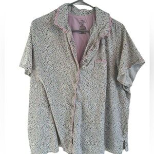 Secret treasures button up floral pj shirt